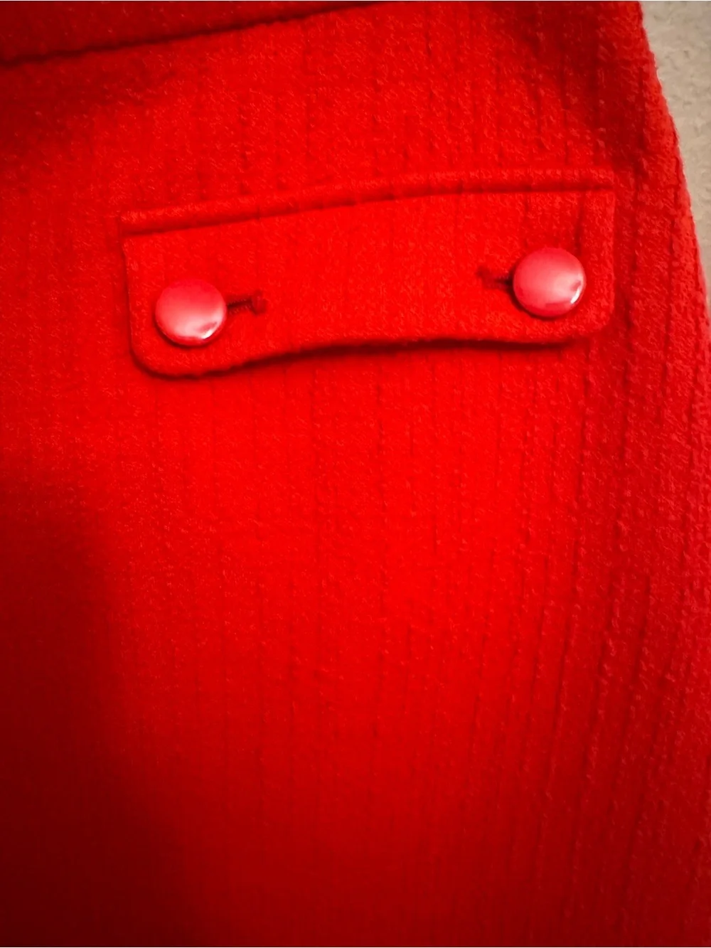 LOFT Cherry Red Mini Skirt with Button-Trim Flap Pockets